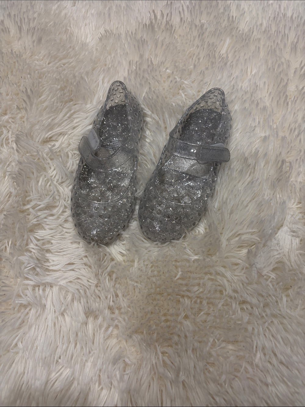 Clear Glitter Jelly Mary Jane Flats - Silver Sparkle